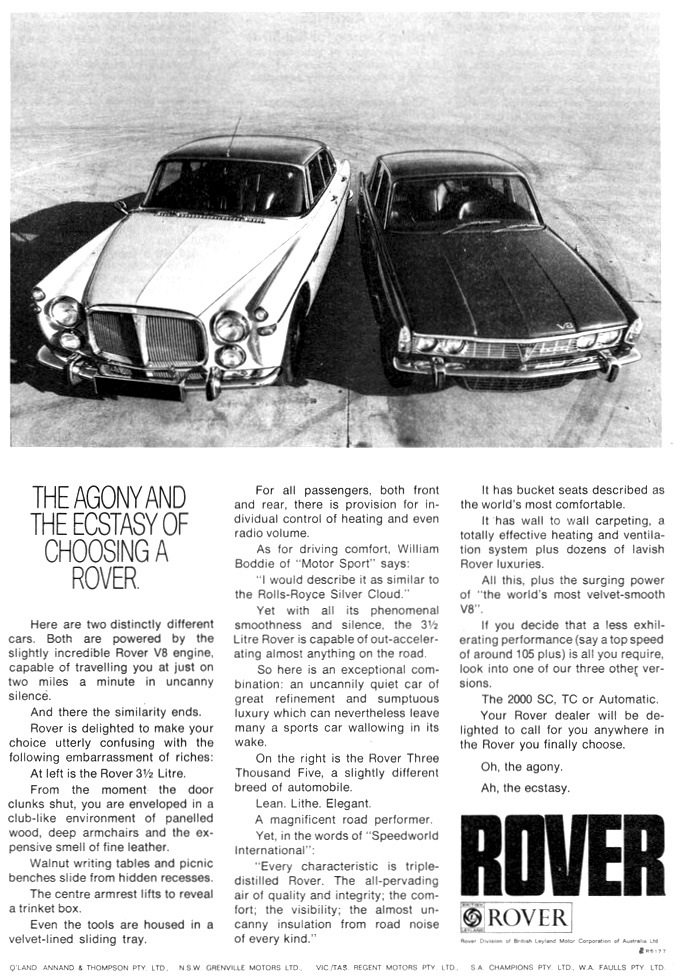 1969 Rover P5 3.5 Litre Saloon & P6 Three Thousand Five V8